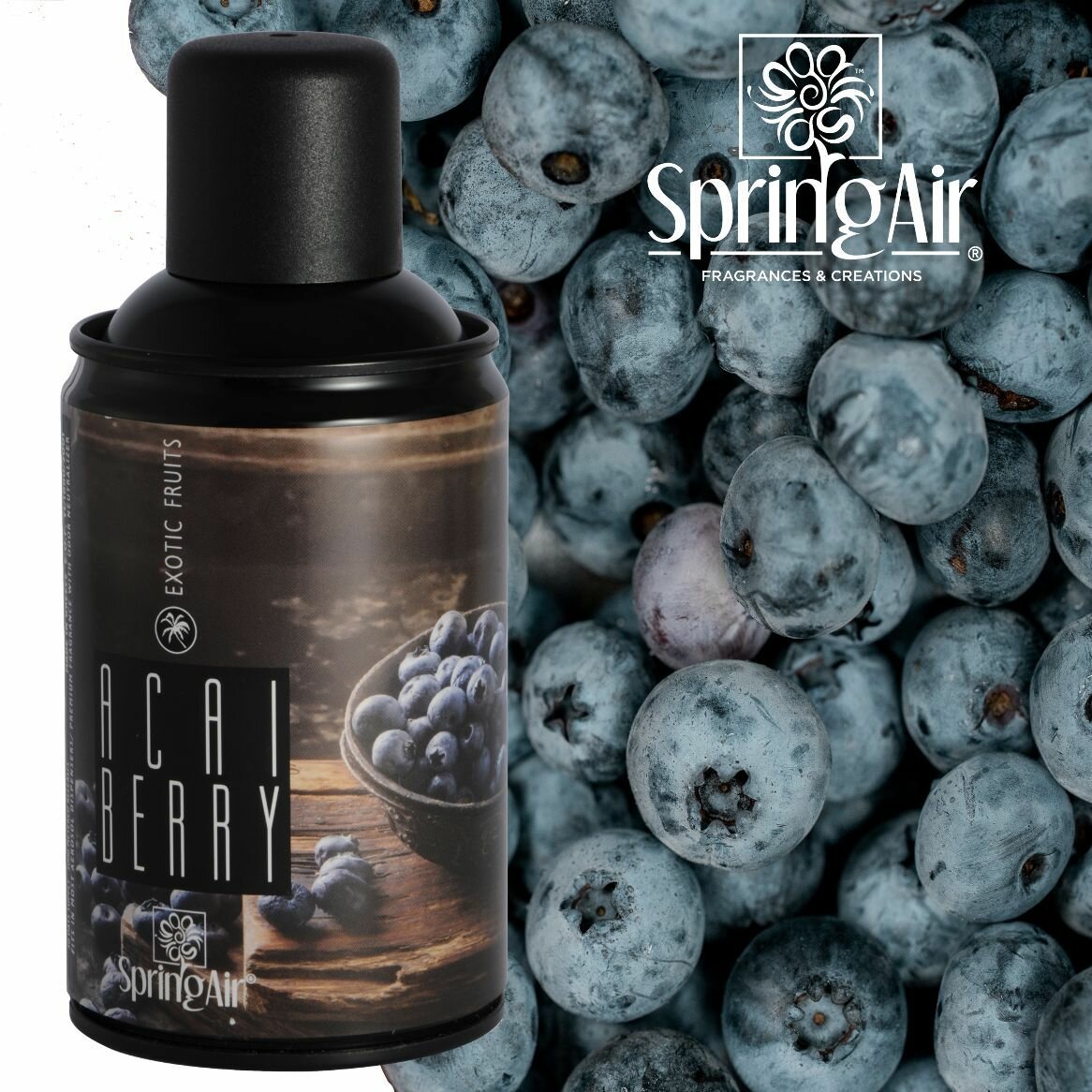 Spring Air аэрозольный ароматизатор, аромат Ягоды асаи, сменный флакон 250 мл, 3000 впрыскиваний
