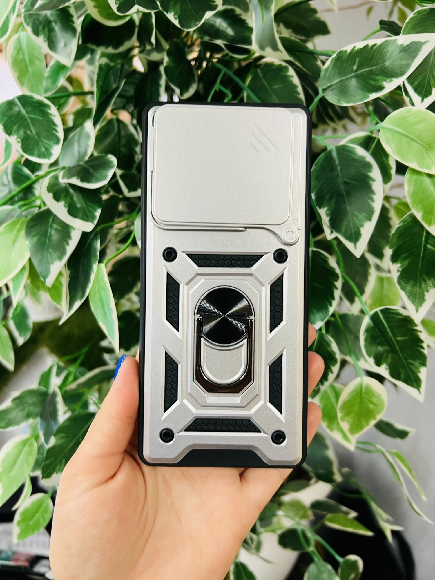 Чехол противоударный armors для Infinix Note 40 Pro 4G и Note 40 Pro Plus / Инфиникс Ноте 40 Про 4G и Ноте 40 Про + с защитой камеры (Серебристый) — фото 1