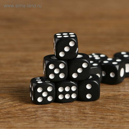 Кубики игральные 14 х 14 см фасовка 100 шт чёрные 100шт 774₽