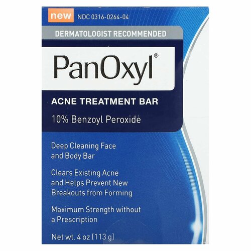 PanOxyl, кусковое мыло для лечения акне, 10% перекись бензоила, 113 г / Acne treatment bar 10% Benzoyl Peroxide