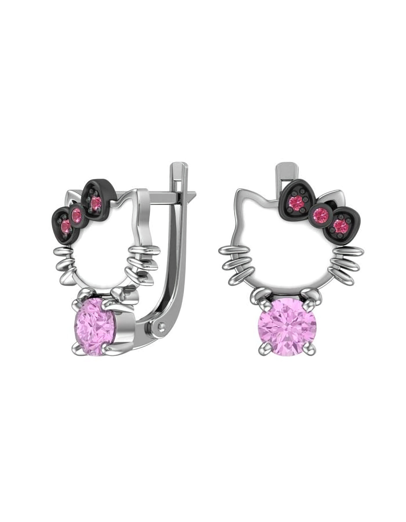 Серьги PRESTIGE, серебро, 925 проба, родирование, фианит, , розовый