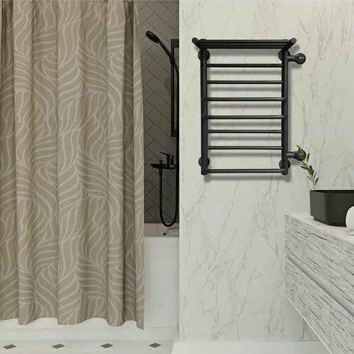 Полотенцесушитель водяной MySpace Bon с полкой 70/40 межосевое 50 боковое подключение справа, Черный муар