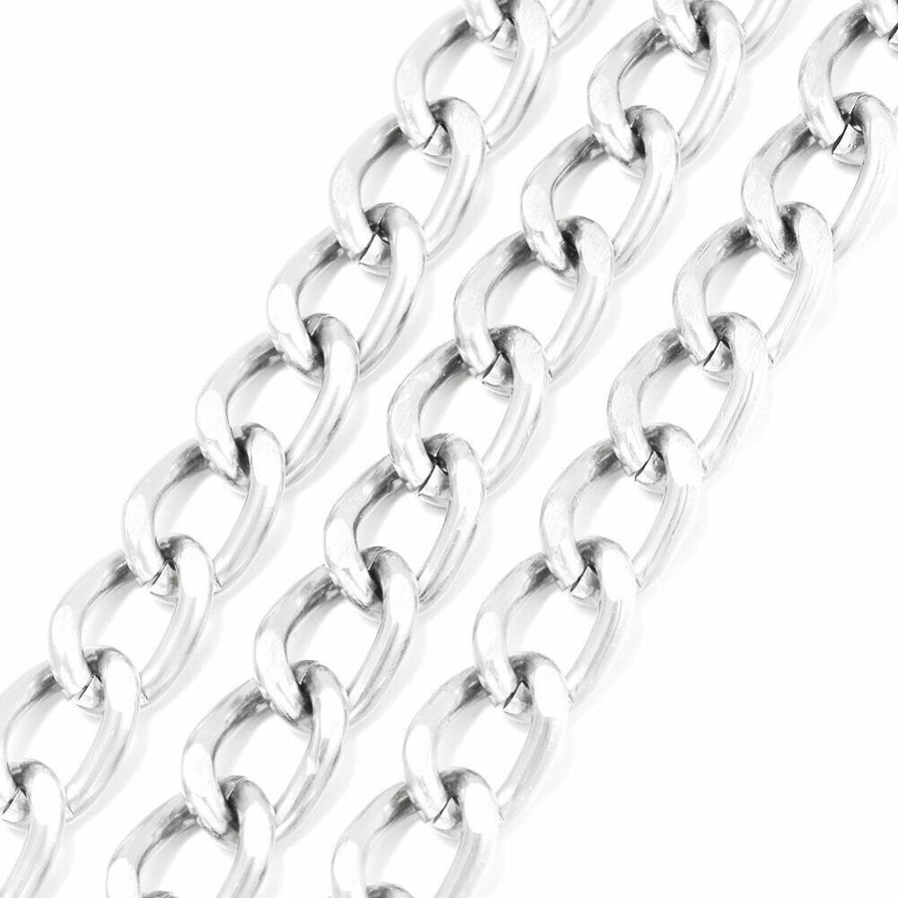 Цепочка отрезная (без замка) 10х7мм витая с алмазной гранью базовый материал - алюминий серебристого цвета 2 метра
