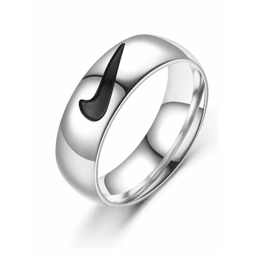 Кольцо, эмаль, размер 17, ширина 7 мм, серый, черный