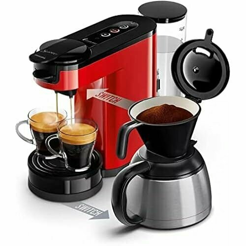 Philips Domestic Appliances Senseo Switch Pad and Filter Coffee Maker технология заваривания 2 в 1 контейнер для воды объемом 1 литр 7 чашек за один цикл цвет Monza Red HD659284 3362500₽