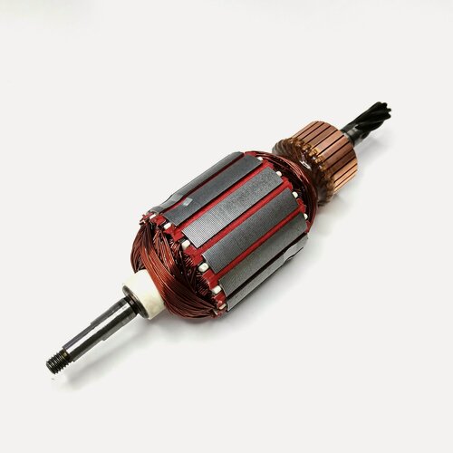Изображение товара Ротор (якорь) для электротриммера Champion ET1004А, ET1200A нового образца (вал крыльчатки с прямым сектором) (L-174 мм, D-47 мм, резьба М6 (шаг 1.0 мм))