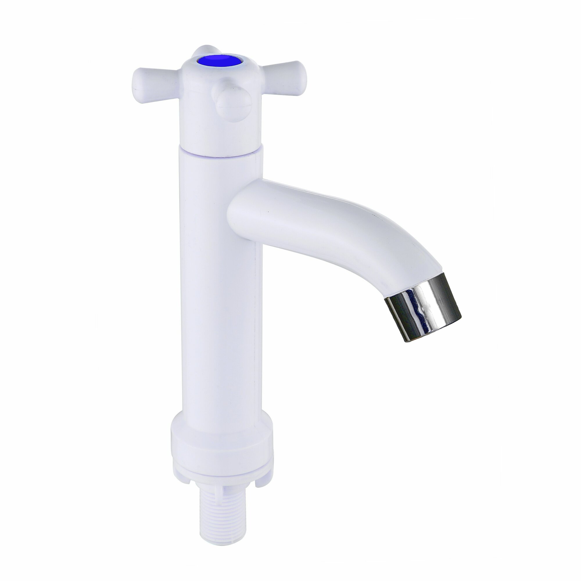 Кран на одну воду с монолитным изливом, керамическая кран-букса, ABS-пластик, крепление гайка