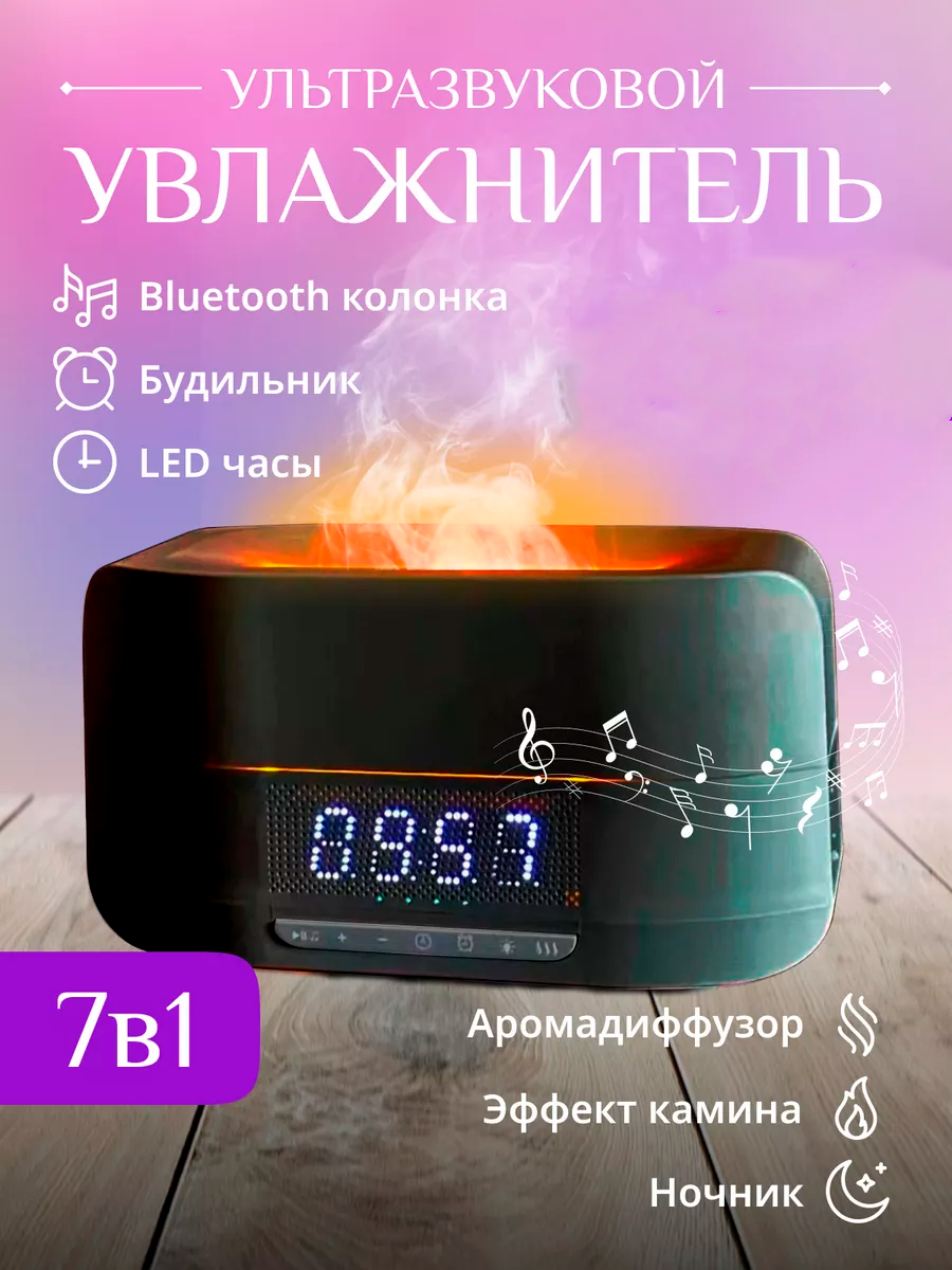 фото Увлажнитель воздуха, настольный с разноцветной подсветкой/аромадиффузор/Мини увлажнитель воздуха/Ночник/для дома, Белый