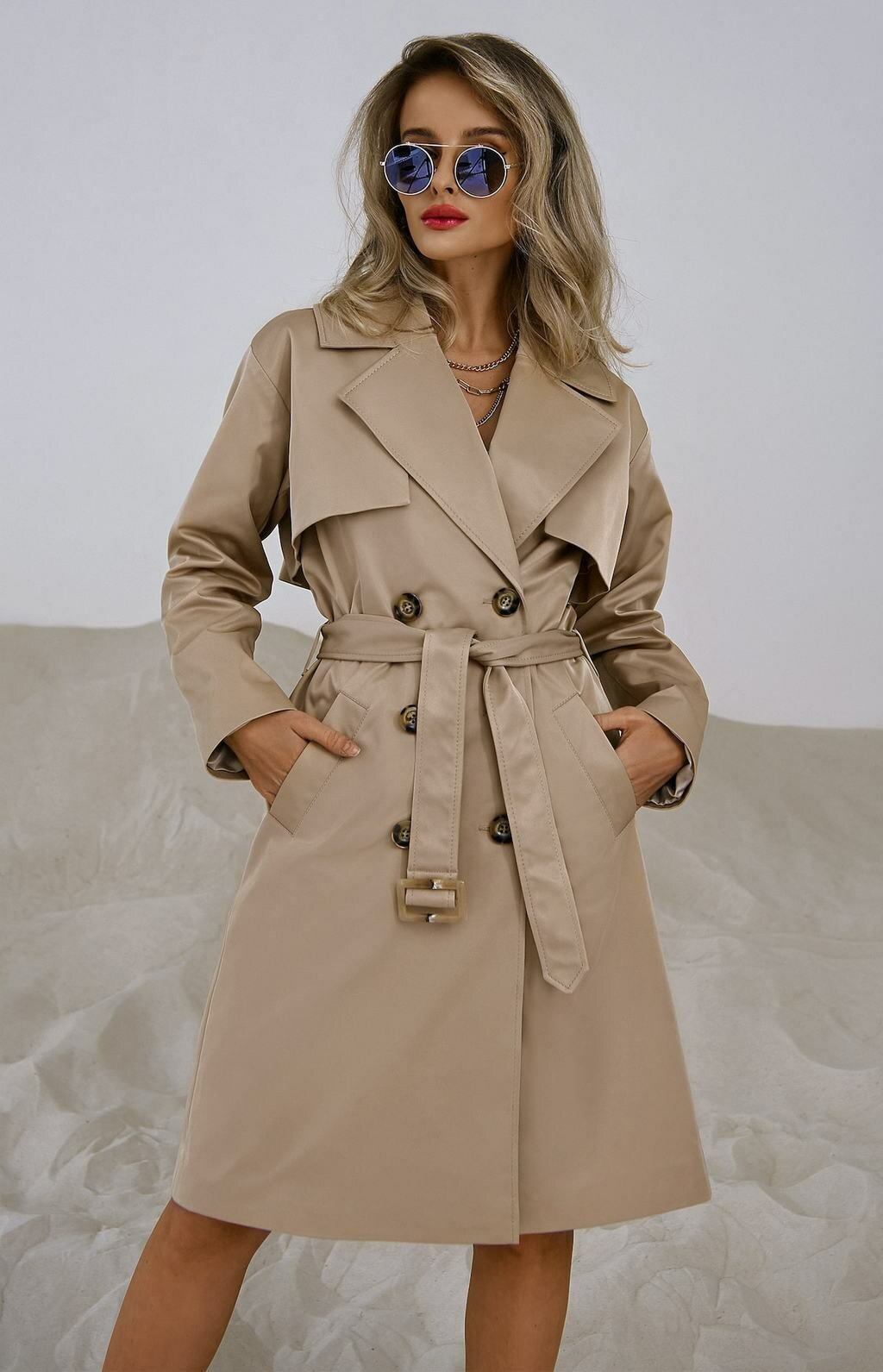 Тренчкот Maya La Playa весна-осень 2025, размер S, бежевый