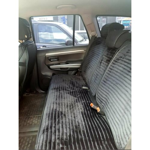 Задние Накидки универсальные на сиденья автомобиля / велюр с полоской черный