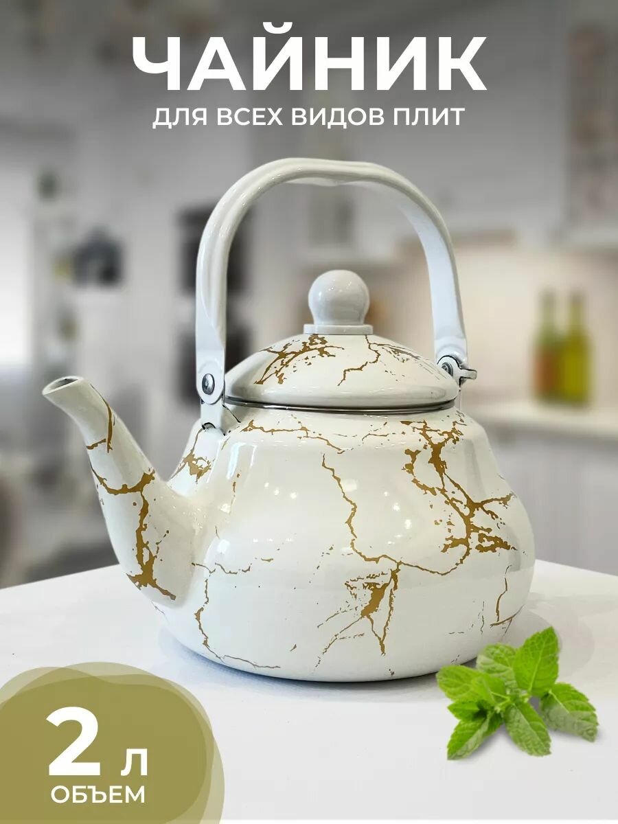 Эмалированный чайник для кухни TK121 2 л