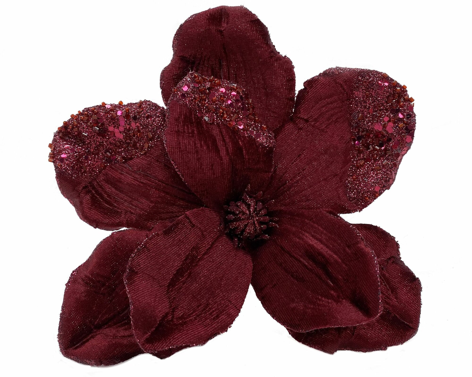 Клипса House of Seasons Цветок магнолия бордовая 23 см