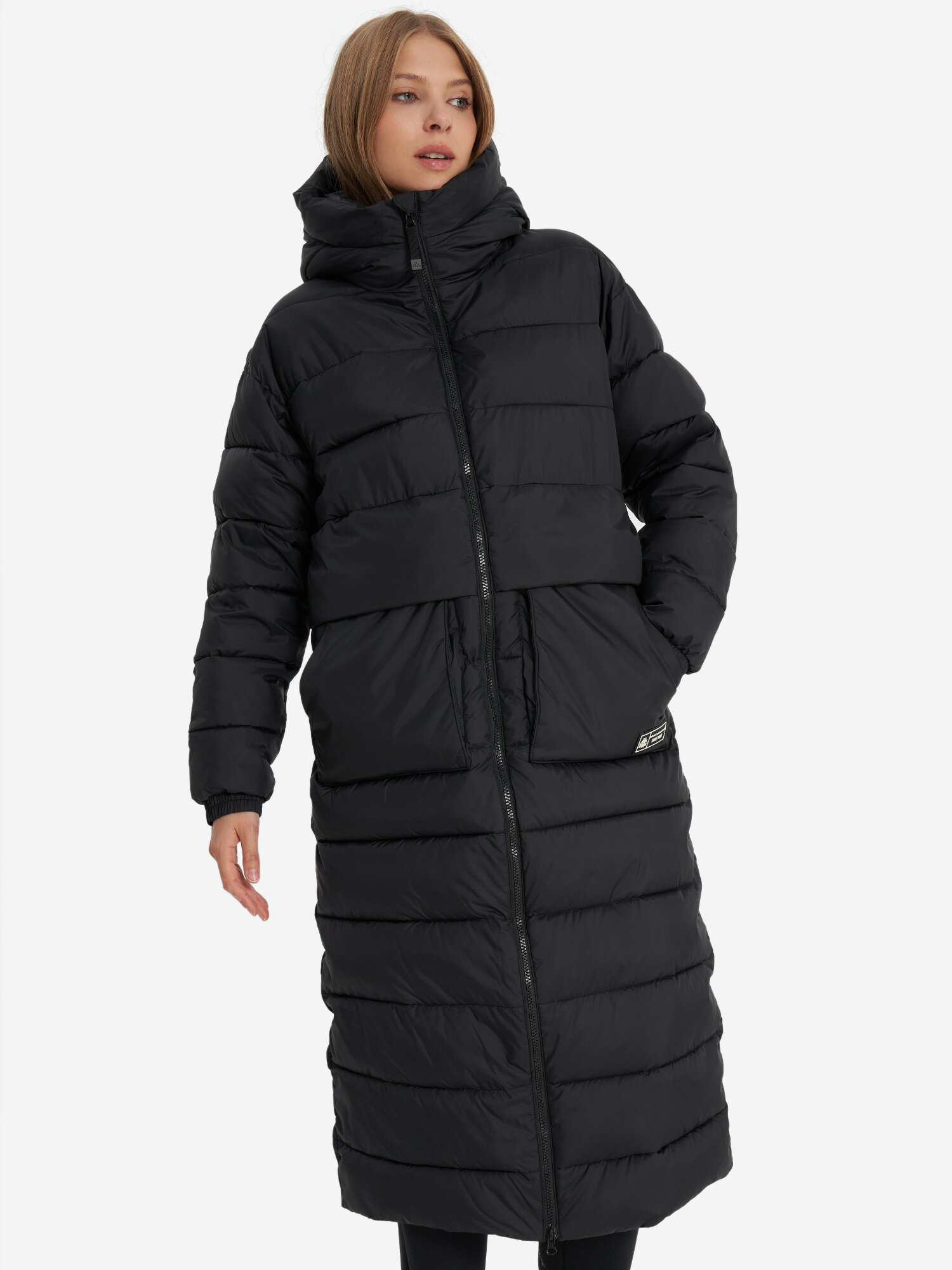 Пуховик Kappa Authentic Women's Fake Down Coats, размер 42-44, черный — фото 1