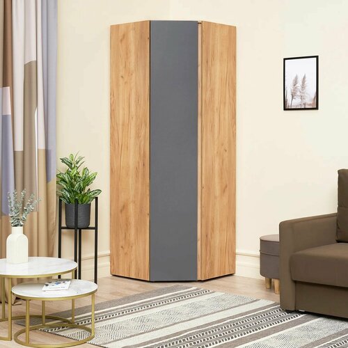 Шкаф угловой Хелен Графит Крафт золотой, 75х75х210 см