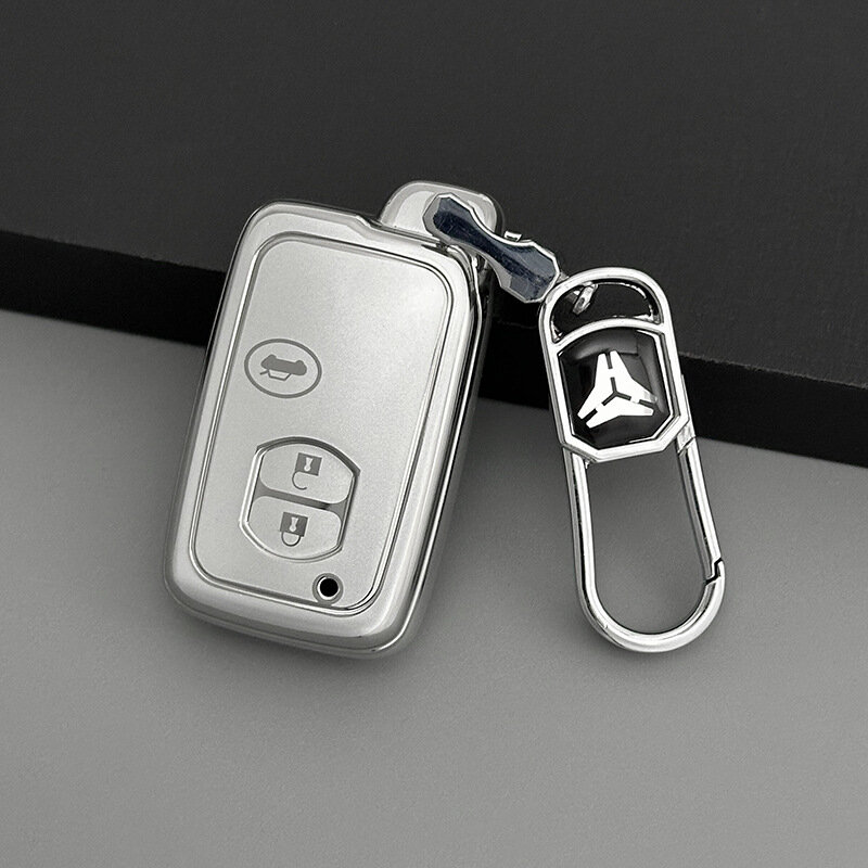 ТПУ глянцевый чехол для ключей с металлической пряжкой автомобиля Toyota Camry RAV4 Lexus Prado 3-кнопочный