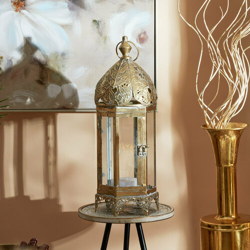 57-262 Подсвечник в виде фонаря Эфиопия 18х18х50см Glasar 7983₽