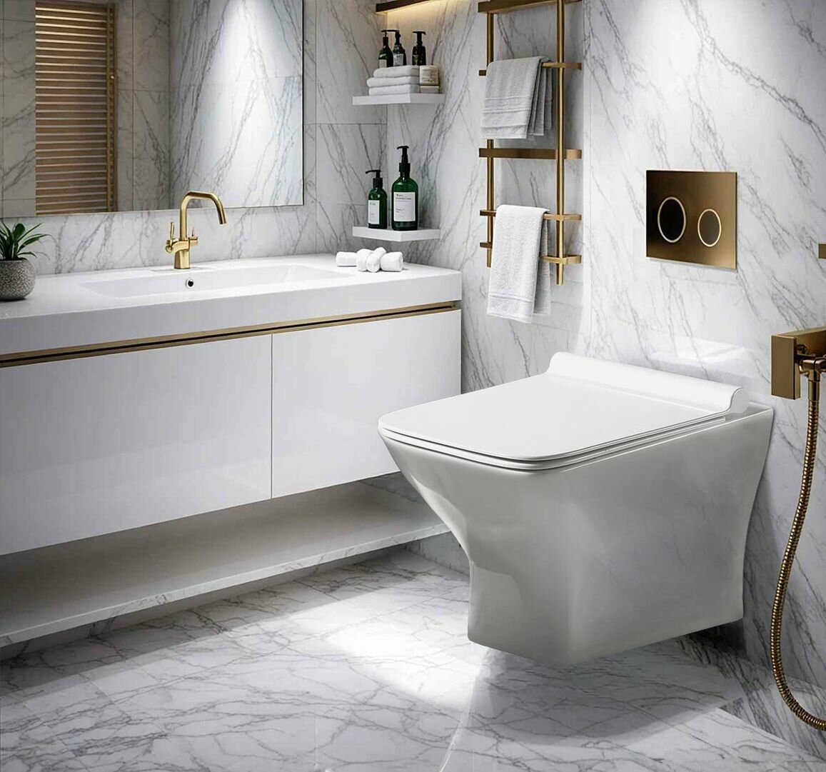 Подвесной унитаз Ceruttispa ELLERO Aria PP (520x350x360) безободковый, микролифт, белый