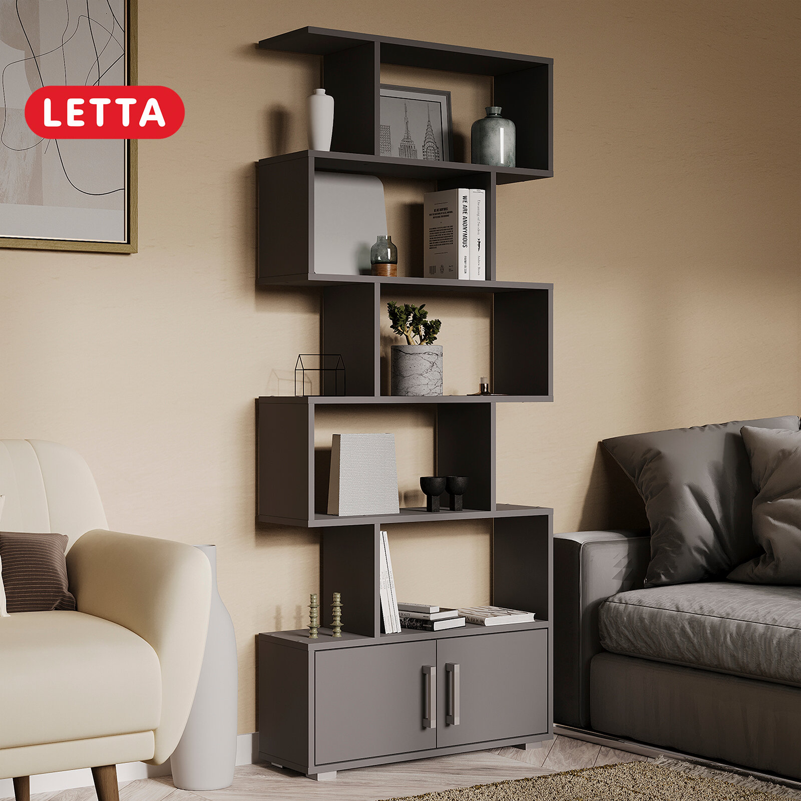 Стеллаж Letta Zett для дома и офиса ЛДСП 73х25х175 cм 5 полок