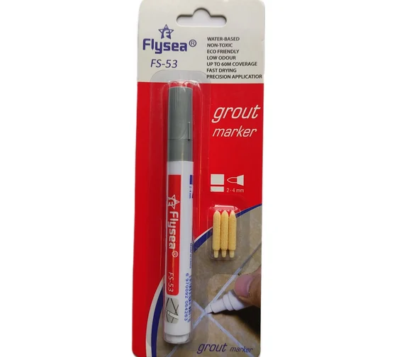 Маркер краска для плиточных швов FLYSEA Grout Marker (2-4 мм) + 3 запасных наконечника серебряный FS-53Silver