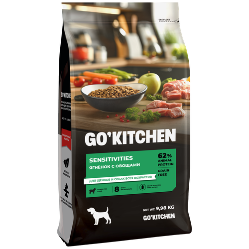 Корм сухой GO'KITCHEN беззерновой для щенков и собак с ягнёнком для чувствительного пищеварения SENSITIVITIES Lamb9.98кг