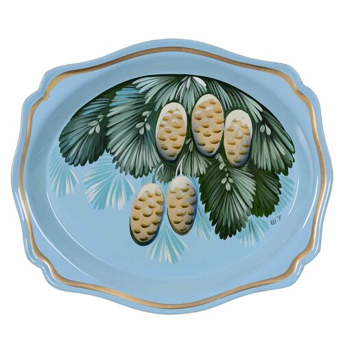 Поднос металлический Жостово, 20х17 см, с ручной росписью