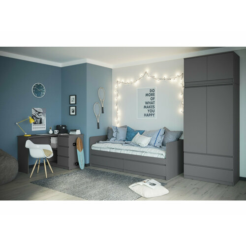 Модульная спальня Челси, композиция №3, Графит/Графит софт, ЛДСП