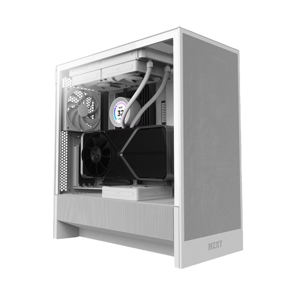 NZXT Корпус ПК без блока питания/ Case NZXT H5 Flow (2024), Midi-Tower, TG, 2x120mm, 1xUSB-A 3.2 + 1xUSB-C 3.2, E-ATX, ATX, mATX, mITX White