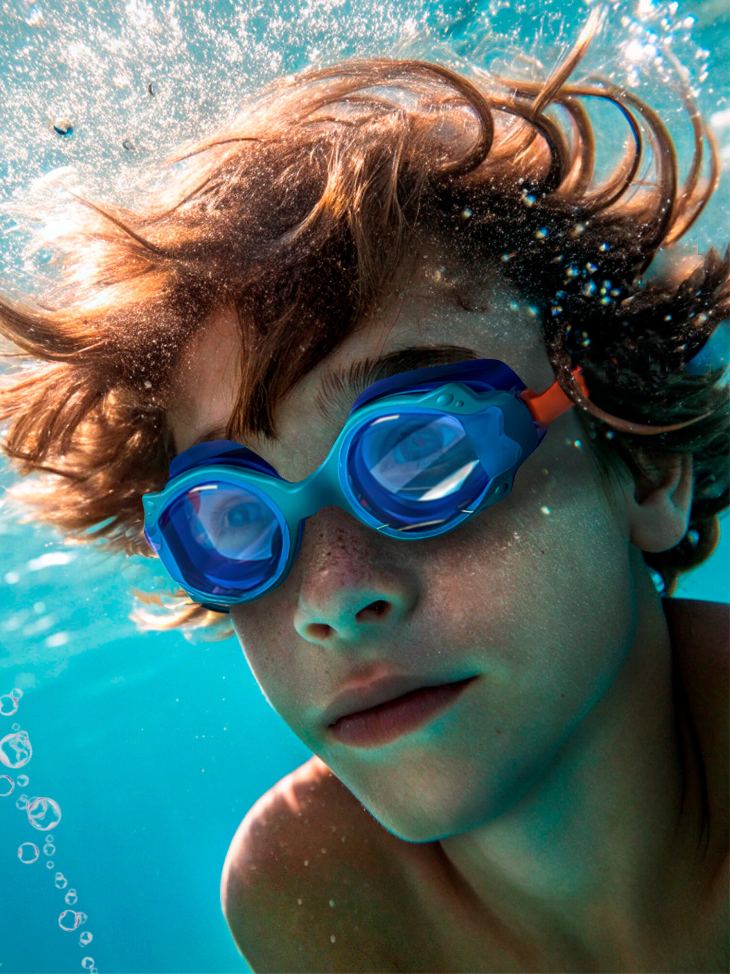 Детские очки ZUMQ, для плавания, с футляром, UV-фильтр, силикон — фото 1