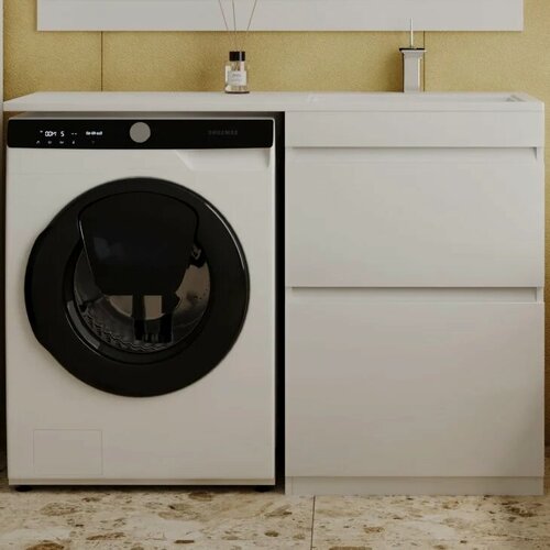 Изображение товара Тумба под раковину без столешницы Style Line Даллас 60 напольная, белая, глянцевая, из МДФ, тумба для ванной, с ящиками, с доводчиками