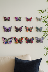 Набор декоративных бабочек 12 шт на липучке. Цвет синий/черный