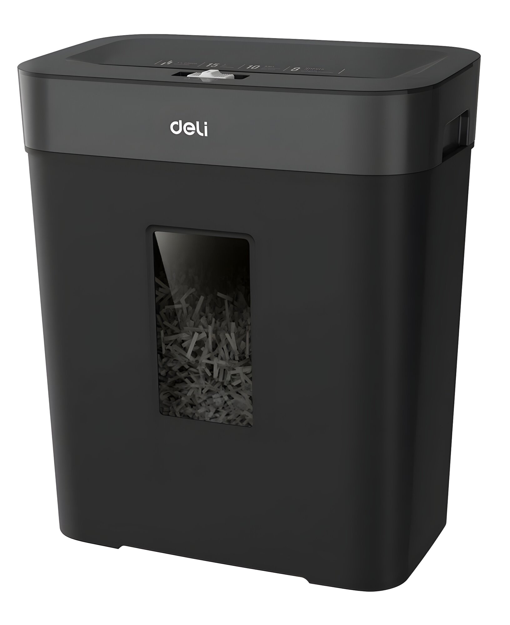Шредер Deli ET014 черный с автоподачей, перекрестная резка, уровень секретности P-4, корзина 10 л