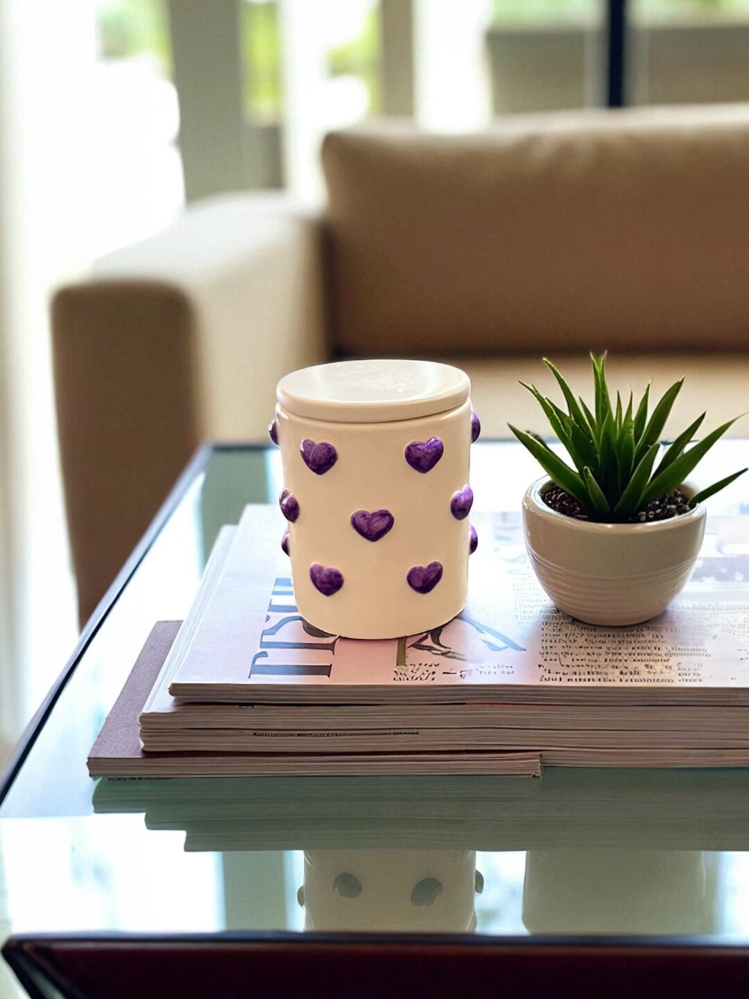 Декоративная стакан из гипса Amore, 6 * 6 * 8 см - Фиолетовый