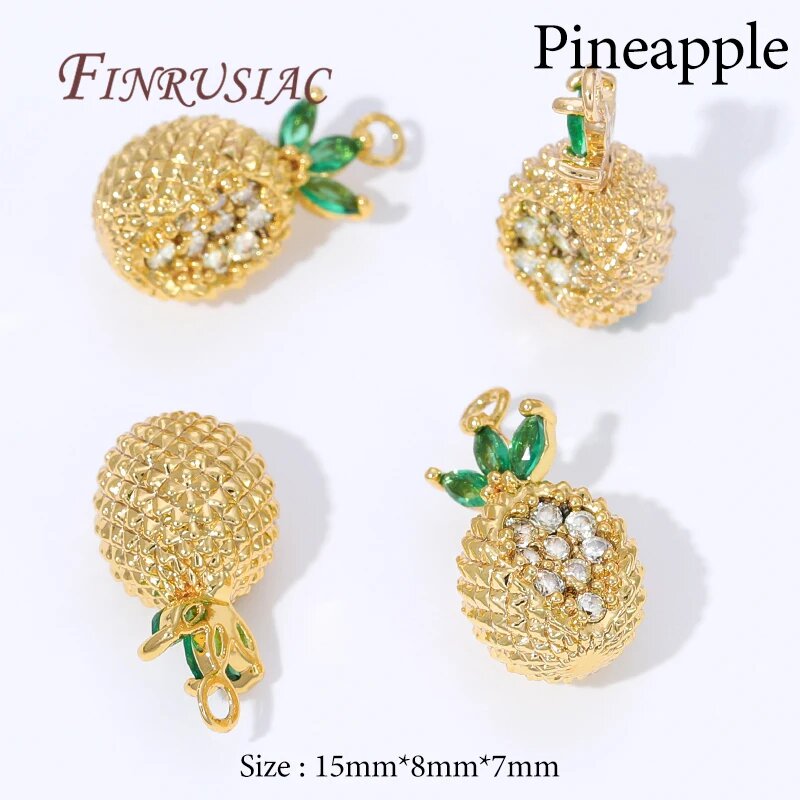 FINRUSIAC Подвеска Pineapple, 18K Gold Plated
