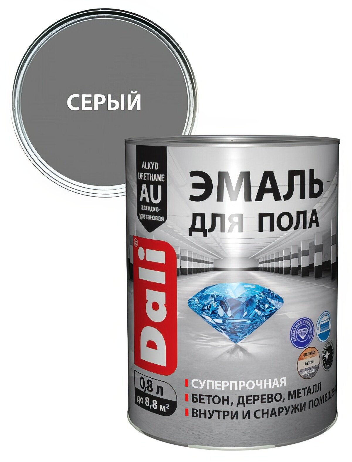 Эмаль алкидно-уретановая DALI для пола 0,8л RAL7040 серая