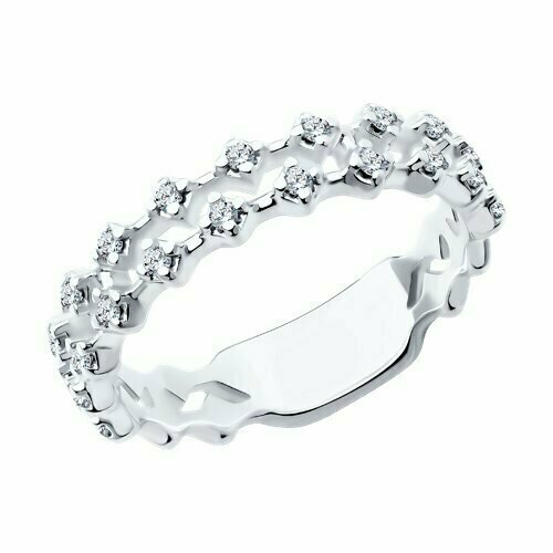 фото Кольцо diamant online, серебро, 925 проба, фианит, размер 18, серебряный