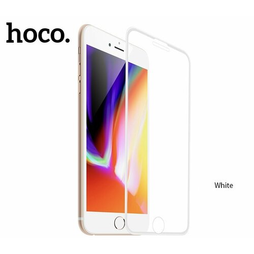 Защитное стекло HOCO A12 для iPhone 7+/8+, прозрачный+белая рамка защитное стекло для iphone 7 plus 8 plus hoco nano 3d full screen edges a12 белое