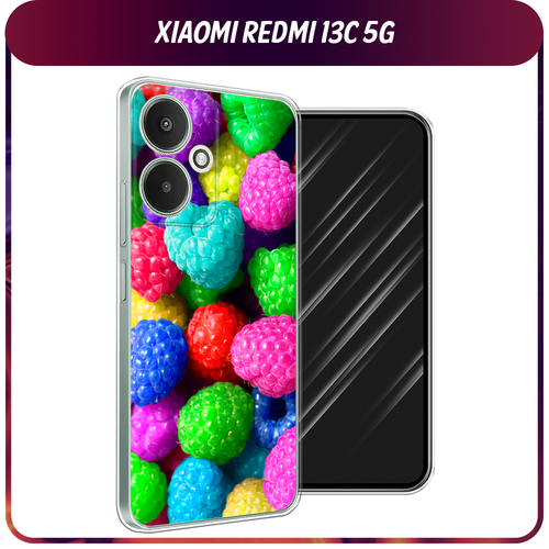 Силиконовый чехол на Xiaomi Redmi 13C 5G/13R 5G/Poco M6 5G / Сяоми Редми 13C 5G/13R 5G/Поко М6 5G Леденцовая малина силиконовый чехол маленькие ромашки на xiaomi redmi 13c 5g сяоми редми 13c 5g