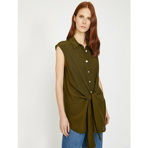 фото Рубашка koton, размер 34, хаки