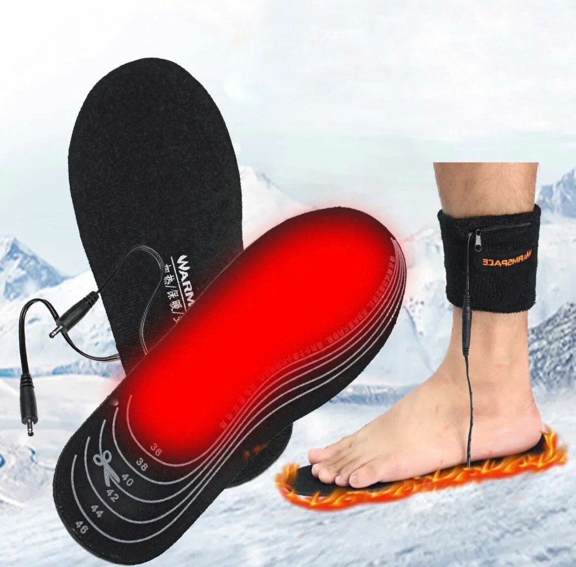 Стельки зимние с подогревом для обуви на батарейках для рыбалки, охоты и туризма, термостельки