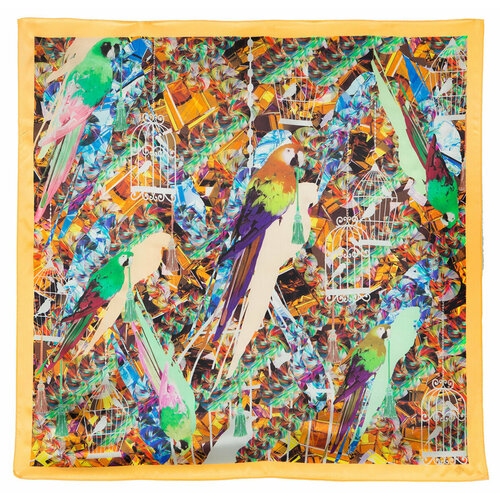 фото Платок павловопосадская платочная мануфактура,89х89 см, желтый, мультиколор