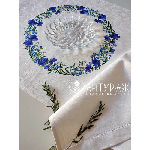Текстильный сувенир - Дорожка на стол с вышивкой Васильки, 50x150, ANTURAG VISHIVKA