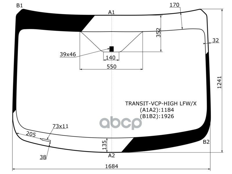 Стекло Лобовое (Высокая Крыша) Ford Transit 14- XYG арт. TRANSIT-VCP-HIGH LFW/X