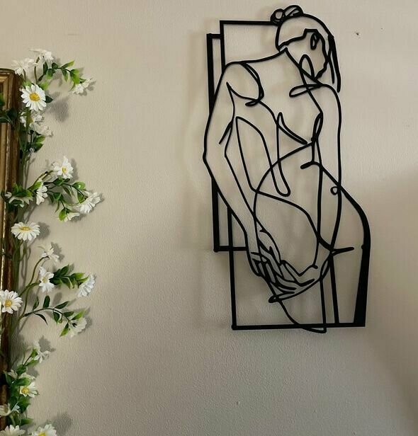 Панно 60х45 см "Эстетика Девушка Фигура" декоративное настенное чёрное, декор на стену, картина