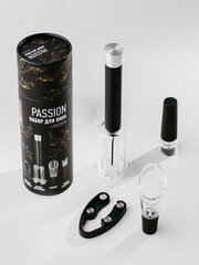 Набор сомелье для вина, барный набор 4 предмета: аэратор, вакуумная пробка, срезатель фольги, штопор Apollo "Passion"