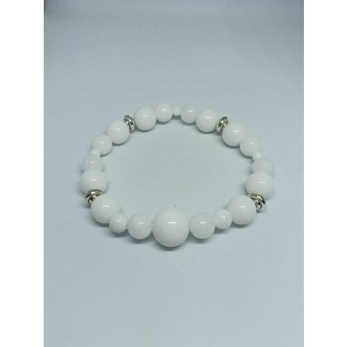 фото Браслет, агат, белый кэп style