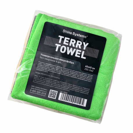 Shine Systems Terry Towel - универсальная микрофибра без оверлока 40*40см 6 шт