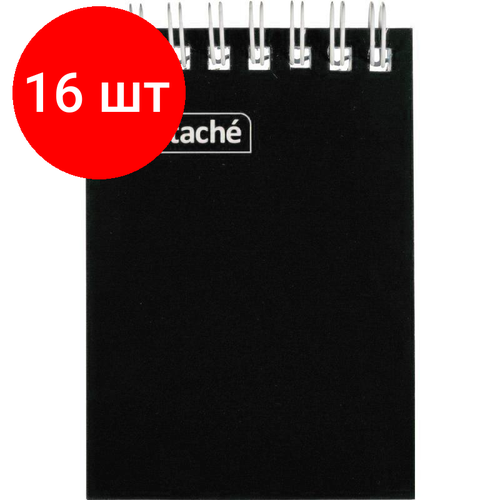 Комплект 16 штук, Блокнот на спирали А7 60л. ATTACHE, черный, блок 60г, обложка 215г блокнот на спирали а7 60л attache бордо блок 60г обложка 215г 5 шт