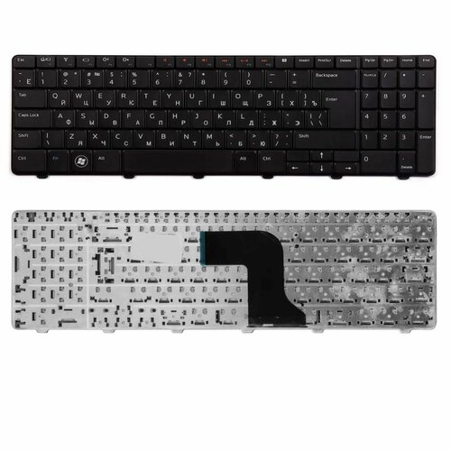 Клавиатура для ноутбука Dell Inspiron M5010, N5010 Series. Плоский Enter. Черная, без рамки. PN: NSK-DRASW 0R черный