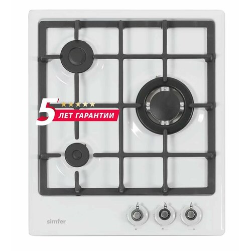 Встраиваемая газовая варочная панель Simfer H45V35W527 белая 45 см WOK конфорка газ-контроль 1849000₽