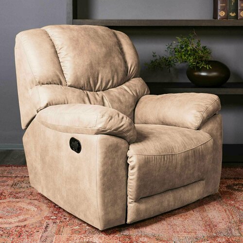Кресло RILAS мягкое с подлокотниками для отдыха дома в гостиную офис современное с механизмом реклайнер минимализм для интерьера дома для салона красоты модерн искусственная замша бежевый 56207₽